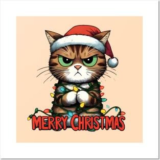 Whiskers Wonderland: Festive Feline Cartoons for Purr-fect Holiday Cheer! Posters and Art